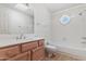 Bathroom featuring a vanity with modern hardware and a shower and bath tub combo at 7800 E Lincoln Dr # 2092, Scottsdale, AZ 85250