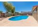 Home backyard with an above ground pool, patio, desert landscaping, and tall fencing at 2509 N Cheri Lynn Dr, Chandler, AZ 85225