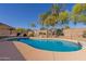 Backyard pool area with lush desert landscaping for a relaxing outdoor experience at 1019 N Tambor Cir, Mesa, AZ 85207