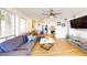 Inviting living room with an open layout, seamlessly connecting the living area and kitchen at 3002 N 70Th St # 120, Scottsdale, AZ 85251