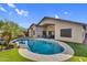 Backyard pool, patio, and outdoor seating at 32881 N Hidden Canyon Dr, San Tan Valley, AZ 85144