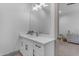 A modern bathroom with clean, bright features and modern lighting at 3981 E Runaway Bay Pl, Queen Creek, AZ 85142