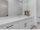 An elegant bathroom featuring a clean countertop, modern fixtures, and tasteful decor at 3981 E Runaway Bay Pl, Queen Creek, AZ 85142
