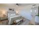 Comfortable bedroom with soft lighting, a ceiling fan and ample storage at 6502 E Rustic Dr, Mesa, AZ 85215