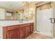 Bathroom featuring a stand-up shower with glass doors, a single sink, and neutral decor at 882 E Parkview Dr, Gilbert, AZ 85295