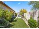 Beautiful backyard featuring comfortable seating, easy-care artificial turf, and lush desert landscaping at 18129 N 65Th Pl, Phoenix, AZ 85054