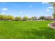 Expansive community park with lush green grass, mature trees, and a playground in the distance at 18129 N 65Th Pl, Phoenix, AZ 85054