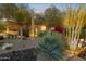 Desert landscaping with native plants and trees adorns the front yard of this home at 28045 N 112Th Pl, Scottsdale, AZ 85262