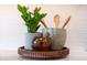 Stylish kitchen decor featuring decorative plants and wooden utensils on white countertop at 2178 E La Jolla Dr, Tempe, AZ 85282