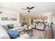 Open-concept living area with modern furniture, elegant decor, and plenty of natural light at 2178 E La Jolla Dr, Tempe, AZ 85282