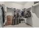 Walk-in closet featuring carpeted floors, shelving and rods at 21840 N 260Th Ln, Buckeye, AZ 85396