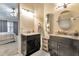 Main bathroom featuring dual vanities, modern fixtures and neutral tones at 6102 W Shangri La Rd, Glendale, AZ 85304