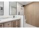 Beautiful bathroom featuring quartz countertops, modern tile, and a walk-in shower at 1313 N 71St St, Scottsdale, AZ 85257