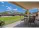 Backyard featuring green grass, covered patio, and block wall for privacy at 2911 W Keim Dr, Phoenix, AZ 85017