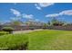 Landscaped backyard with lush green lawn, shrubbery, and a concrete block fence at 2911 W Keim Dr, Phoenix, AZ 85017