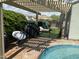 Backyard features a pool, patio with pergola, and artificial turf for relaxed outdoor living and enjoyment at 30440 N 42Nd Pl, Cave Creek, AZ 85331