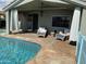 Inviting backyard pool surrounded by a covered patio and lush seating area, perfect for relaxation and leisure at 30440 N 42Nd Pl, Cave Creek, AZ 85331