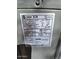 Close up of the Trane XR HVAC system specifications including a manufacture date of 6/2019 at 4202 E Broadway Rd # 40, Mesa, AZ 85206