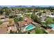 Expansive aerial shot showcasing a home's backyard pool, landscaping, and mountain views at 4840 E Sunnyside Dr, Scottsdale, AZ 85254