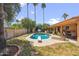 Backyard pool with diving board, basketball hoop, and lounge chairs under tall palm trees at 6611 E Voltaire Ave, Scottsdale, AZ 85254