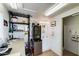 Bright bathroom includes a vanity sink, mirror, and storage, plus direct access to outdoor parking at 111 S Greenfield Rd # 784, Mesa, AZ 85206