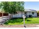 Charming single-story home with a lush green lawn, mature shade tree, and solar panels on the roof at 14008 N 61St Ave, Glendale, AZ 85306