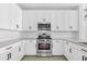 Bright kitchen showcasing white cabinets, modern stainless steel appliances, and subway tile backsplash at 9728 E Twinkle Ave, Mesa, AZ 85212