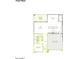 First floor plan showcasing an open kitchen, dining, living area, and bedroom with two-car garage at 1458 E Prescott St, Gilbert, AZ 85298