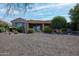 Landscaped backyard featuring a covered patio, vibrant desert landscaping, and view of yard at 26725 W Marco Polo Rd, Buckeye, AZ 85396