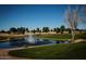 Scenic view of the golf course with a pond and fountain on a sunny day at 650 N Hawes Rd # 4128, Mesa, AZ 85207