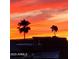 Stunning sunset with palm trees and vibrant sky colors visible above rooftops at 11119 W Mountain View Rd, Sun City, AZ 85351