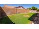 Lush backyard with green grass and privacy wall at 16768 W Nottingham Way, Surprise, AZ 85374