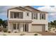 Inviting two-story home showcasing charming shutters, neutral color palette, and a convenient two-car garage at 11423 E Utah Ave, Mesa, AZ 85212