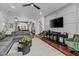 Spacious living room with modern decor, large TV, and comfortable seating arrangement at 3011 E Morrison Ranch Pkwy, Gilbert, AZ 85296