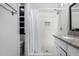 Nicely renovated bathroom featuring a subway tile shower, granite countertop, and modern fixtures at 960 W Hudson Way, Gilbert, AZ 85233