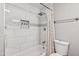 Bathroom featuring updated tile, a shower/tub combo, and a white vanity at 2045 N 68Th St, Scottsdale, AZ 85257
