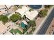 This aerial view shows a private pool, patio, and beautiful landscaping at 3854 E Cathedral Rock Dr, Phoenix, AZ 85044