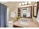 Bathroom featuring a single vanity, and a shower/tub combo at 3854 E Cathedral Rock Dr, Phoenix, AZ 85044