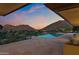Breathtaking view from a luxury backyard featuring a modern pool and mountain scenery at 4536 E Foothill Dr, Paradise Valley, AZ 85253