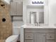 Bathroom with tile shower, vanity with stone countertop and neutral color scheme at 1126 W Elliot Rd # 2040, Chandler, AZ 85224