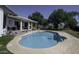 Backyard pool, covered patio, and lush landscaping create an outdoor oasis at 1209 W Tulane Dr, Tempe, AZ 85283