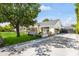 Beautifully landscaped front yard with lush green lawn, mature tree, decorative stone wall, and long driveway at 3616 N 54Th Pl, Phoenix, AZ 85018
