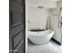 Modern bathroom features a freestanding tub, sleek fixtures, and elegant marble flooring, blending style with relaxation at 4830 N 72Nd Way, Scottsdale, AZ 85251