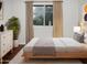 Well-lit bedroom featuring a large window with green outdoor views and neutral color palette at 5976 W Alameda Rd, Glendale, AZ 85310
