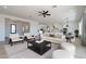 Spacious living room with neutral furnishings, ceiling fan, and an open view to the kitchen at 6579 W Apex Ave, Queen Creek, AZ 85144