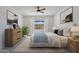 Relaxing bedroom with a neutral color scheme, a large window, and stylish furnishings at 6604 W Apex Ave, Queen Creek, AZ 85144