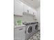 Convenient laundry room boasts built-in cabinets, stylish countertop, and modern washer/dryer at 1845 N 103Rd St, Mesa, AZ 85207