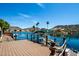 Private dock on the lake with a boat lift and view of the mountains at 20713 N 56Th Ave, Glendale, AZ 85308