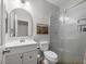 Contemporary bathroom featuring a glass-enclosed shower, vanity, and modern fixtures at 3114 S Eugene --, Mesa, AZ 85212