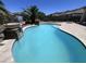 A refreshing backyard pool features a custom design and lush landscaping for an oasis-like feel at 514 E Pearce Rd, Phoenix, AZ 85042